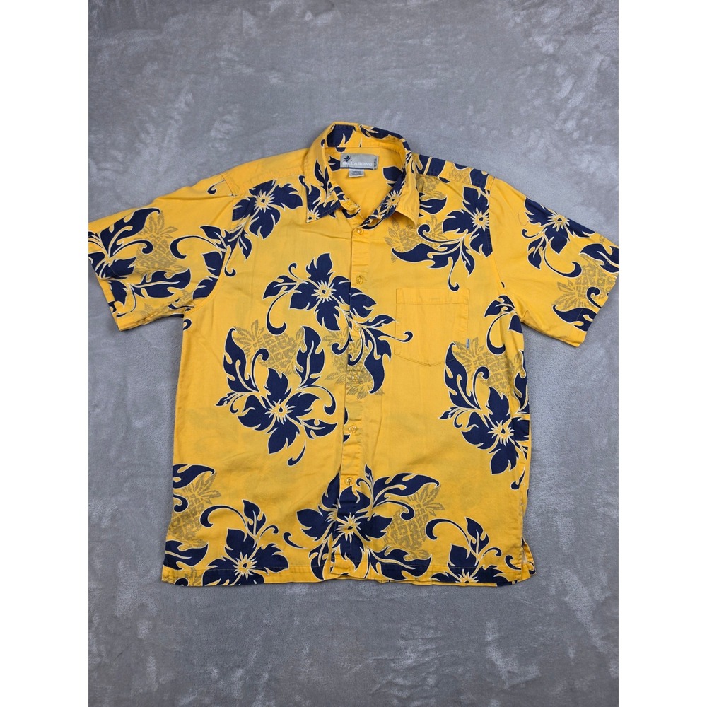 Vintage Billabong Button Up Shirt Mens M Yellow Floral Tropical Hawaiian Y2K
